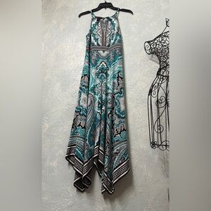 INC International Concepts Teal and Black Asymmetrical Dress